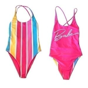 Hachette X Stag Hen Reversible Hot Pink swimsuit NWT S Barbie